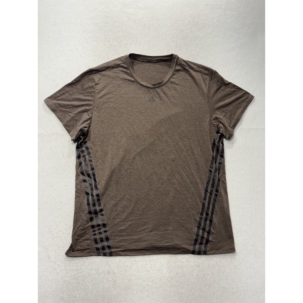 Adidas AEROREADY Shirt Mens Large Brown Short Sleeve Athletic Lightweight Tee